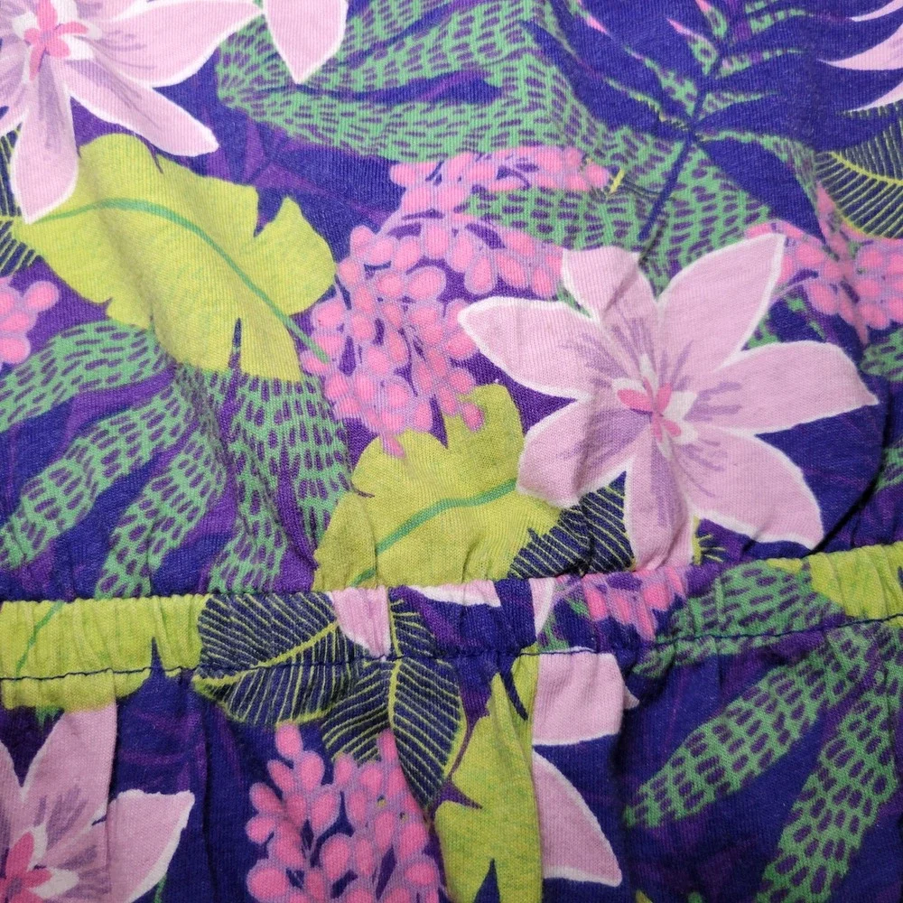 The Childrens Place Girls XS 4 Tropical‎ Floral Romper Purple Green Pink Summer